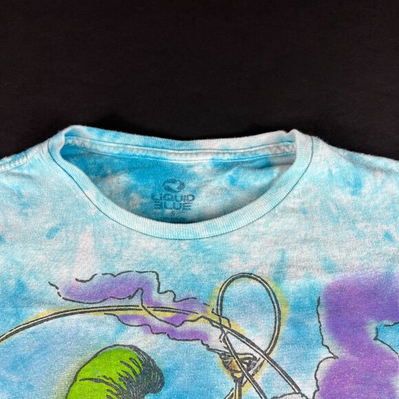 Liquid Blue Alice In Wonderland Shirt Small Blue Tie Dye Mega Print Short Sleeve - Picture 5 of 11